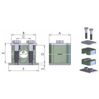 PXCP - Collari serie standard con piastra superiore in Polipropilene