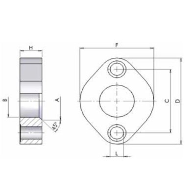 ORFF 2F - Flange ovali con foro passante