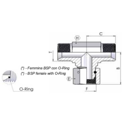 1047 - T con femmina girevole centrale