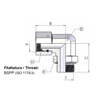 5532 - Curva 90° orientabile F girevole BSP / M BSPP