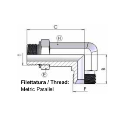 1539 - Curva orientabile lunga BSP/Metrico DIN 3852-1