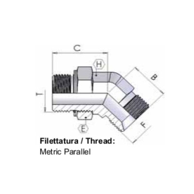 1034 - Curva 45° orientabile BSP/Metrico DIN 3852-1