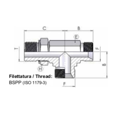 0036 - T BSP con maschio BSPP laterale orientabile