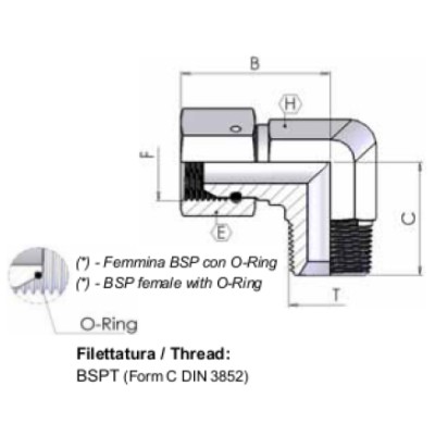 0046 - Gomito 90° F girevole / M conico