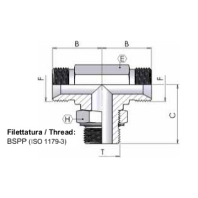 0536 - T BSP con maschio BSPP centrale orientabile
