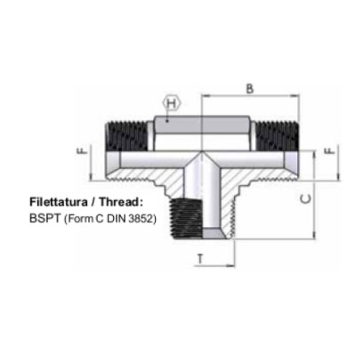 6048 - T con maschio BSPT centrale