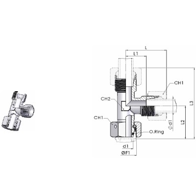 5073 - Raccordo Orientabile a L con O'Ring