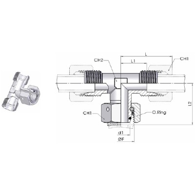 4073 - Raccordo Orientabile a TEE con O'Ring