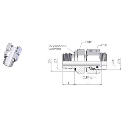 6073 - Raccordo diritto per combinazioni guarnizione gomma - O Ring