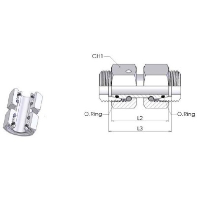 8073 - Raccordo intermedio diritto con O Ring