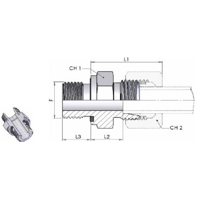 4074 - Terminale diritto con guarnizione piana
