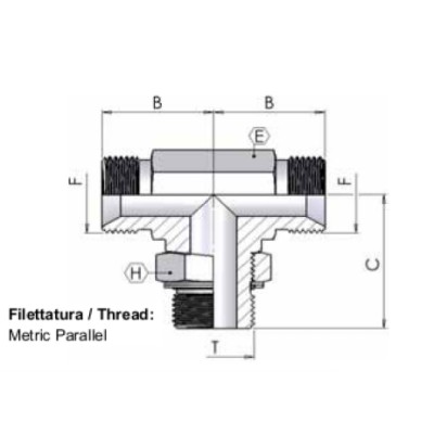 1536 - T BSP con maschio Metrico centrale orientabile (DIN 3852-1)