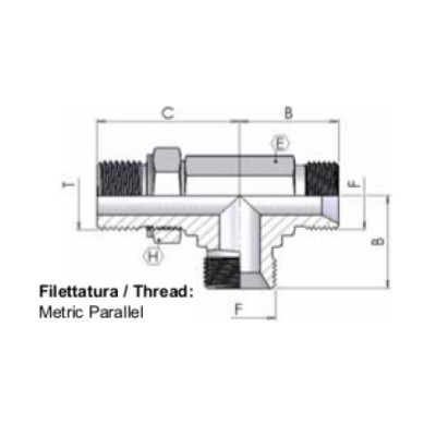 1036 - T BSP con maschio Metrico laterale orientabile (DIN 3852-1)